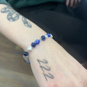 Pearl and glass beaded bracelet